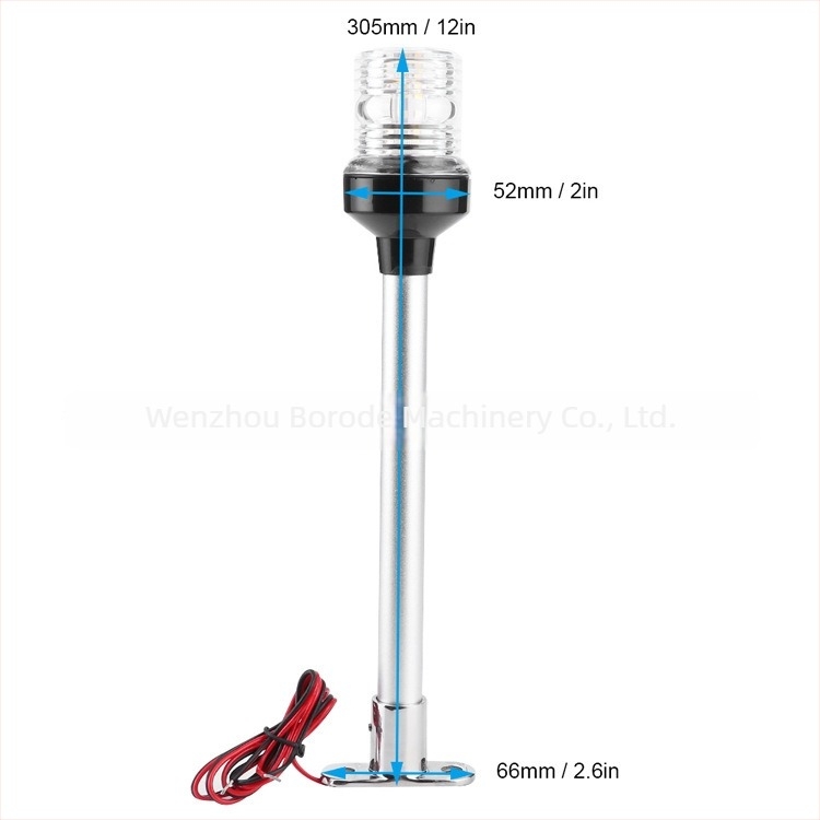 LED tengeri navigációs lámpa állvánnyal, 360° fény, 12-24V, 316 rozsdamentes acél