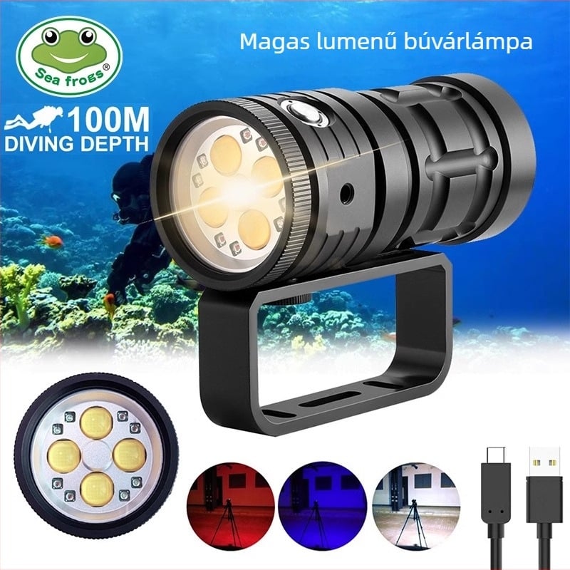 Sea Frog MK-20 Merülő zseblámpa beépített lítium akkumulátorral, alumínium ötvözet, 100 m mélység