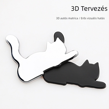 Fémes 3D macska autómatrica – Cartoon balerinás macska dizájn, ragasztós karosszériás matrica Ora Good Cat
