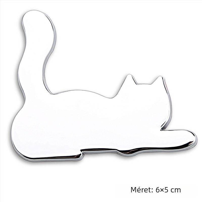 Fémes 3D macska autómatrica – Cartoon balerinás macska dizájn, ragasztós karosszériás matrica Ora Good Cat