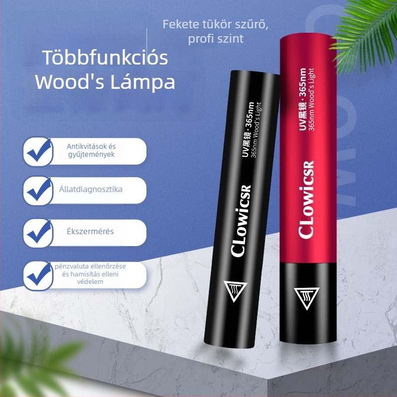 Wood's lamp UV zseblámpa gombás fertőzések detektálására — 5W LED, alumíniumötvözet test, USB töltés, 1500 mAh akkumulátor, hatótávolság 50 m