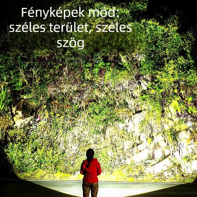 LED zseblámpa zoommal, USB-s újratöltés, alumínium-ötvözet test, 1200mAh akkumulátor, hatótávolság 200–500 m