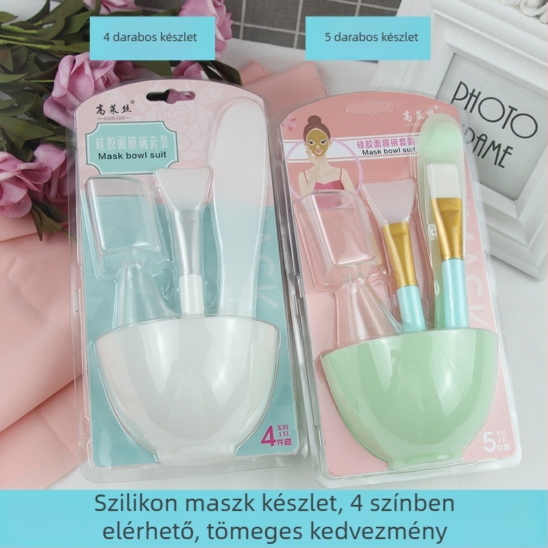 High Lyth szilikon arcmaszk tál – 5 részes DIY eszközkészlet kanál, ecset és keverőpálca