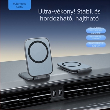 Ultra vékony mágneses telefon-tartó, hordozható autó és asztali használatra, többfunkciós
