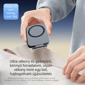 Ultra vékony mágneses telefon-tartó, hordozható autó és asztali használatra, többfunkciós