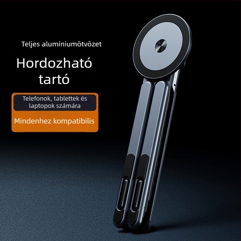Ultra vékony mágneses telefon-tartó, hordozható autó és asztali használatra, többfunkciós