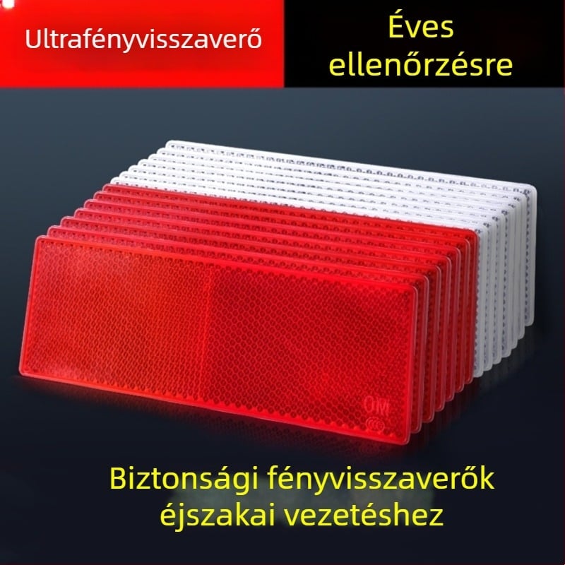 Kamiontest-reflektor matrica, piros-fehér műanyag jelölő matrica, ragasztóval, éjjellátásért