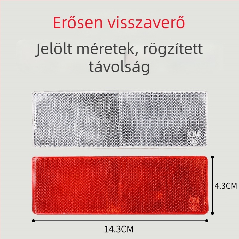 Kamiontest-reflektor matrica, piros-fehér műanyag jelölő matrica, ragasztóval, éjjellátásért