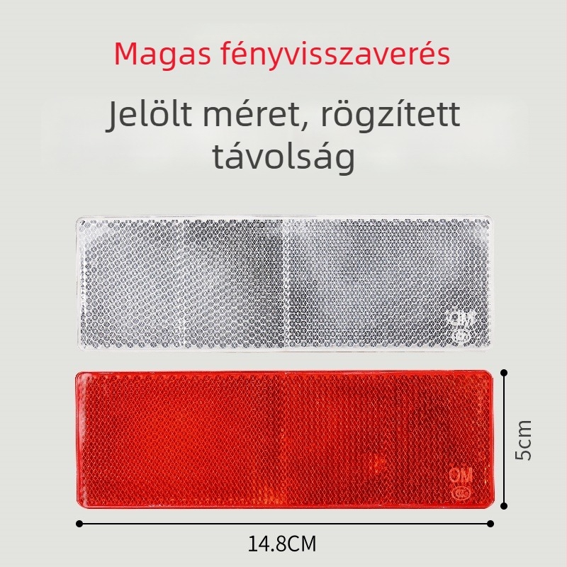 Kamiontest-reflektor matrica, piros-fehér műanyag jelölő matrica, ragasztóval, éjjellátásért