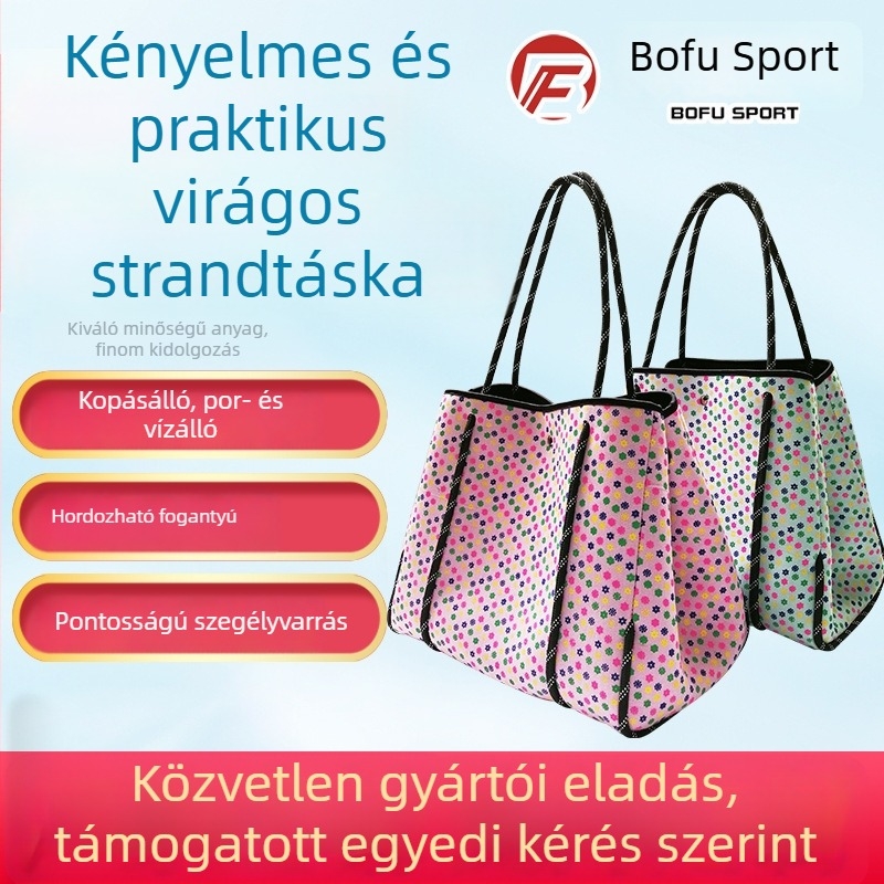TPU strandtáska – vízálló anyag, minimalist stílus, kapacitás 15 540, Broken flowers minta