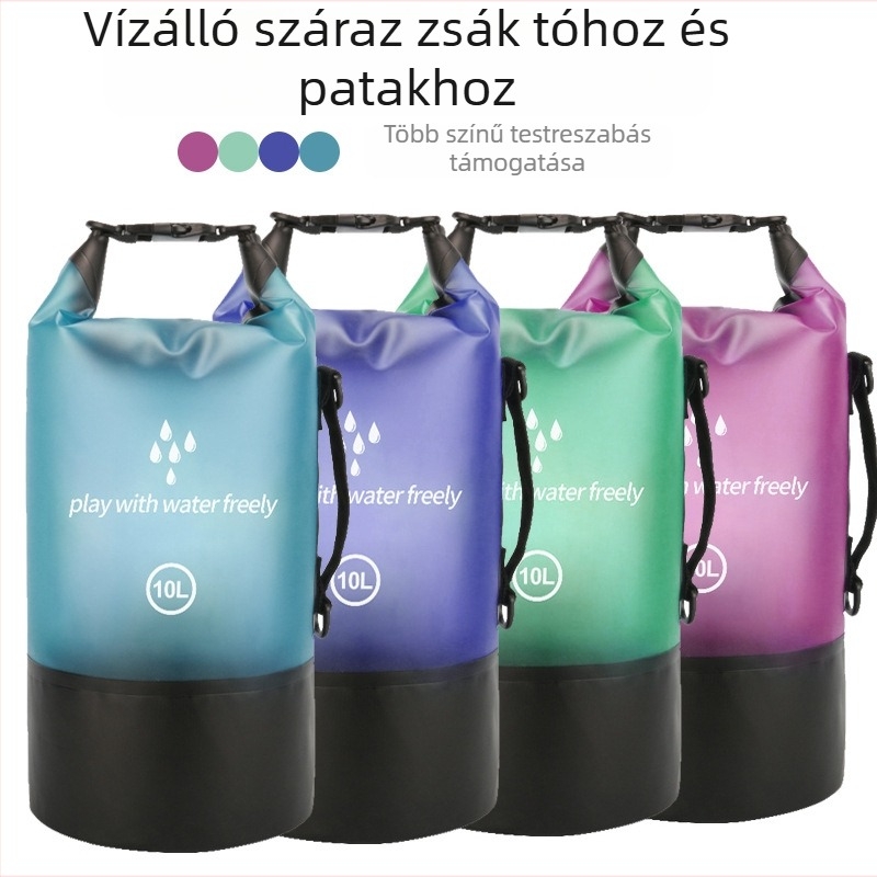 Hordozható PVC-átlátszó, vízálló vödörtáska kerékpáros használatra, kültéri raftinghez és folyóparti kalandokhoz.