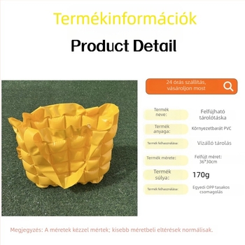 Sárga PVC felfújható strandtáska, uniszex kültéri utazótáska, 36×30 cm