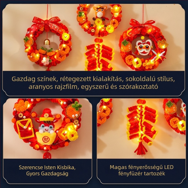 DIY anyagkészlet kézzel szőtt virágos gyűrű és karkötő – PVC, Tavaszi Fesztivál, kínai stílus