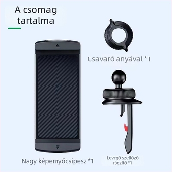 Srieg Autótelefon és tablet tartó — gyorscsatlakozós rögzítés a légkivezetőre, általános járművekhez