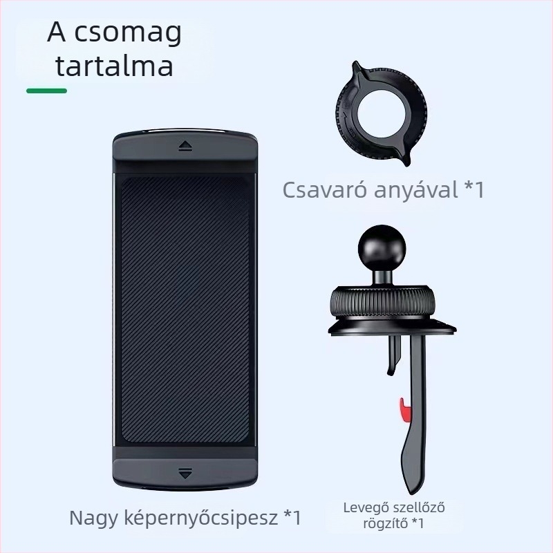 Srieg Autótelefon és tablet tartó — gyorscsatlakozós rögzítés a légkivezetőre, általános járművekhez