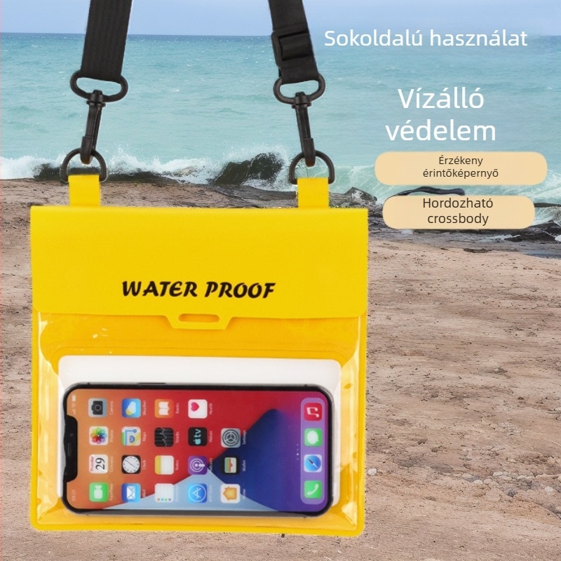 PVC vízálló telefontáska érintőképernyővel, nagy kapacitású (9 hüvelyk) – úszásra, búvárkodásra, raftingra és fényképezésre a tengerparton – uniszex crossbody