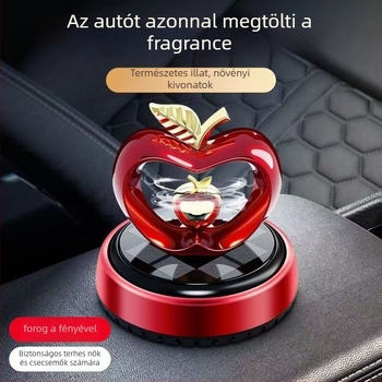 Autó aromaterápiás dísz – alma alakú, ülésre szerelhető, illat tartó ötvözet+ABS, 10–20 ml, virágos illat, 16–30 napos párolgási idő, eltávolítja a szagokat