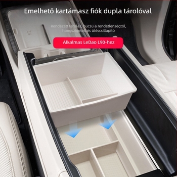 Autó belső szilikon matrica, Ledao L90 modell, anyag: szilikon, kompatibilis a Ledao L90 karfás tároló dobozzal és a központi konzollal.