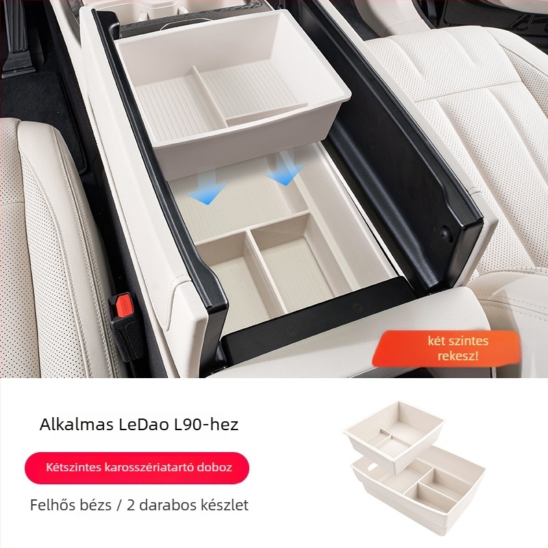 Autó belső szilikon matrica, Ledao L90 modell, anyag: szilikon, kompatibilis a Ledao L90 karfás tároló dobozzal és a központi konzollal.