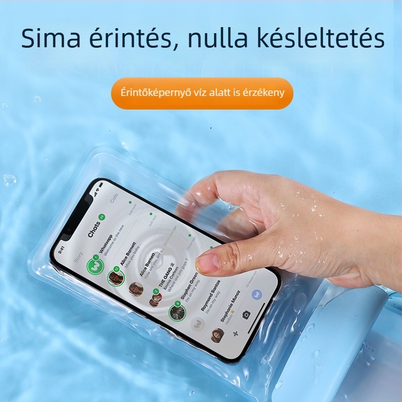 Kétoldalas vízálló telefontok érintőképernyővel, nagy kapacitású TPU tok úszáshoz, búvárkodáshoz és kültéri használathoz