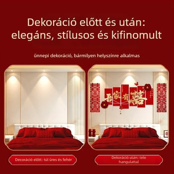 Menyasszonyi hálószobára szóló dekorációs készlet fejvégfal háttérrel és falikarral — Anyag: KT tábla; Csomagolás: karton; Alkalmazás: esküvő; Kategória: egyéb esküvői kellékek