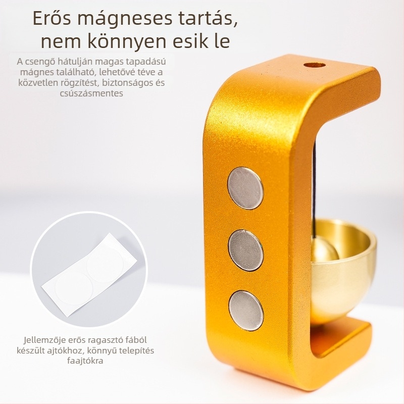 Fém medál ajtócsengő mágneses bejárati figyelmeztetéssel – kézzel készült, modern minimalista stílus, dobozos csomagolás