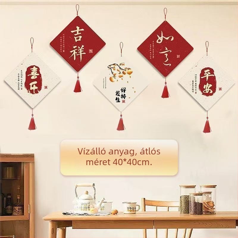 3D falikép dekoráció új kínai stílusban, PVC anyag, vízálló, nappali dekoráció, 1 darab