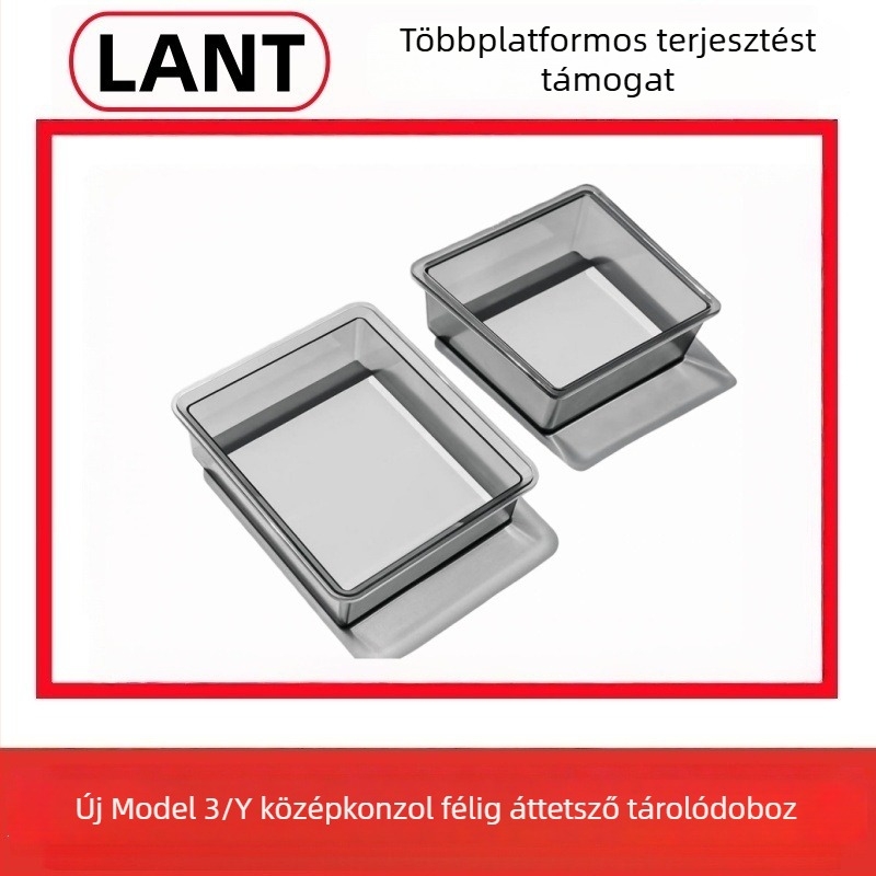 Tesla Model 3/Y középső konzol tároló doboz hamutál, félátlátszó szilikon belső módosítás
