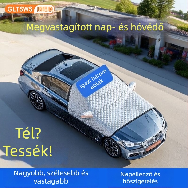 Autó előtti szélvédő alumíniumfóliás árnyékoló, hőszigetelő fedél, hó- és fagyvédelem