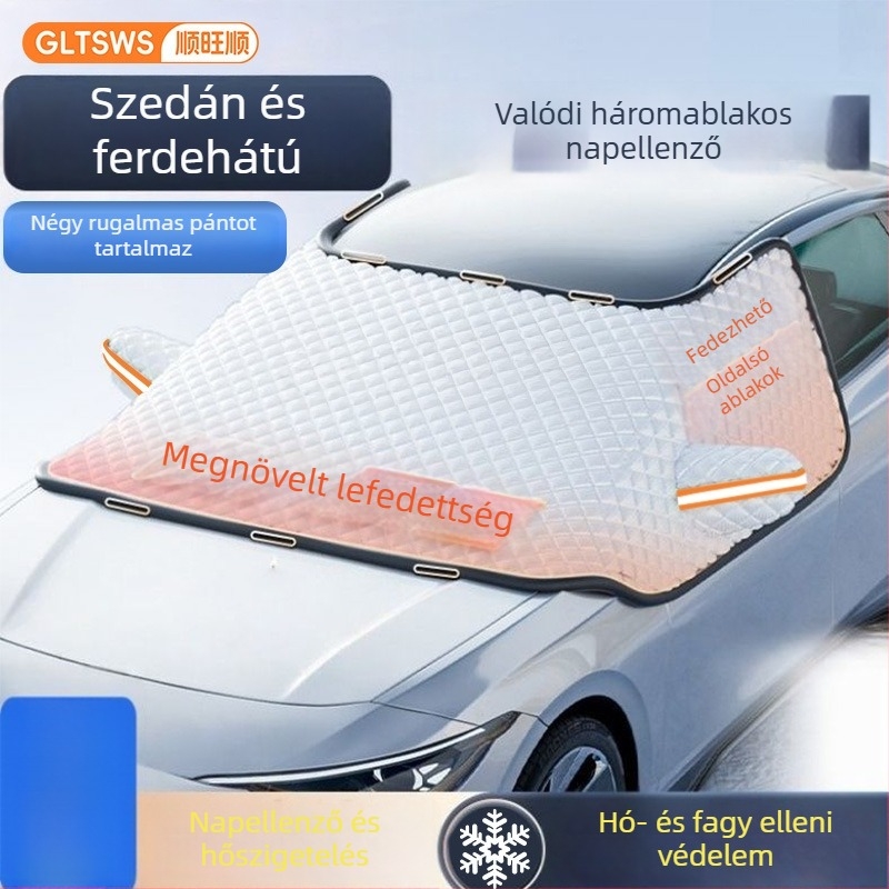 Autó előtti szélvédő alumíniumfóliás árnyékoló, hőszigetelő fedél, hó- és fagyvédelem