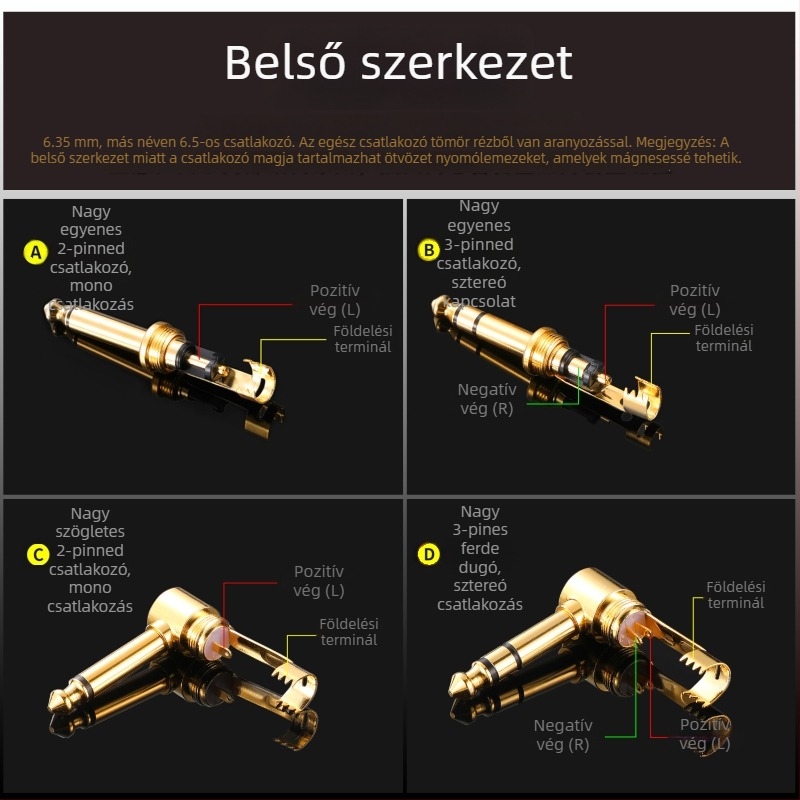 Monster 6,35 mm audió kábel mikrofonhoz és gitárhoz – 1/4-inch csatlakozó, egy-/kétcsatornás, működési hőmérséklet 0–100°C, gyári ellenőrzés
