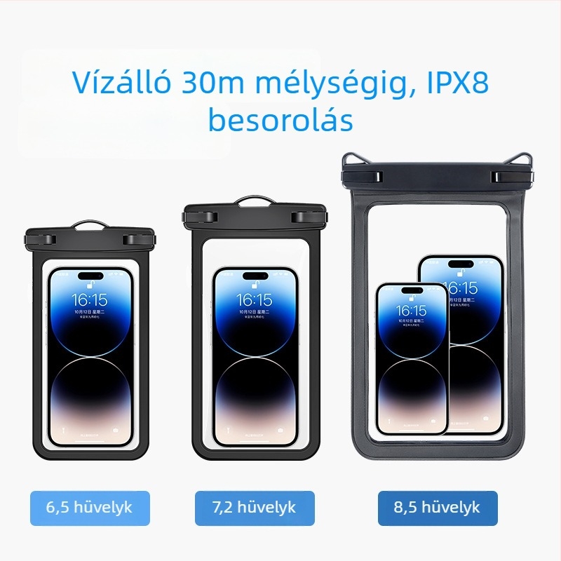 PVC-ből készült vízálló telefonhüvely – vízálló anyag; ideális merüléshez, strandra és horgászathoz