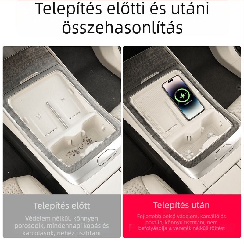 Szilikonból készült vezeték nélküli töltéshez való alátét középkonzolhoz és pohár-tartóhoz, autó belső védelme és dekorációja; Anyag: szilikon; Eredet: Guangdong; Testreszabás: Nincs