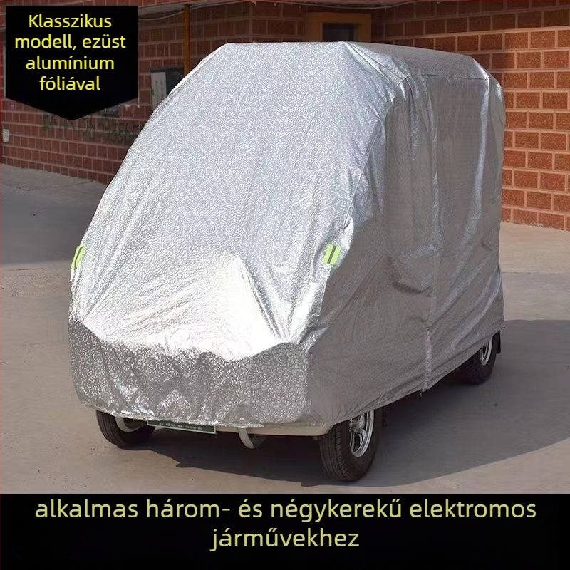 Oxford anyagú quiltelt védőfedél elektromos háromkerekű járműhöz — akkumulátorvédelem, hó- és jégeső elleni védelem