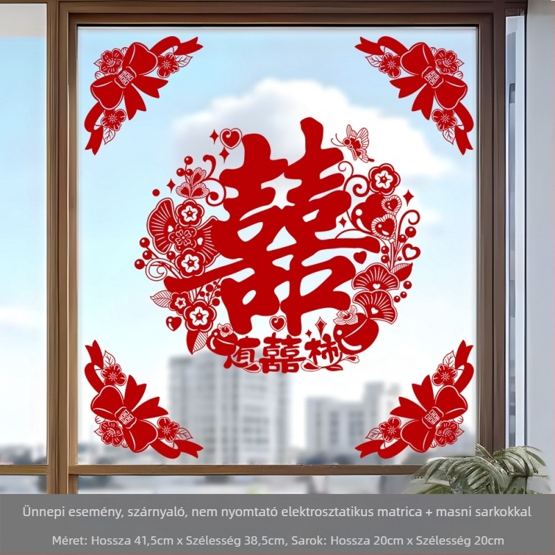 Maiwei statikus ablak matrica esküvői dekorációhoz – fúrás nélküli telepítés, ablakdekoráció esküvőre