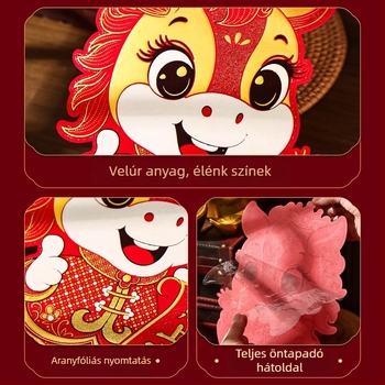 Manqisi ajtó matrica – flokkolt anyag, forró préselés, bejárati ajtó, Tavaszi fesztivál, kínai stílus