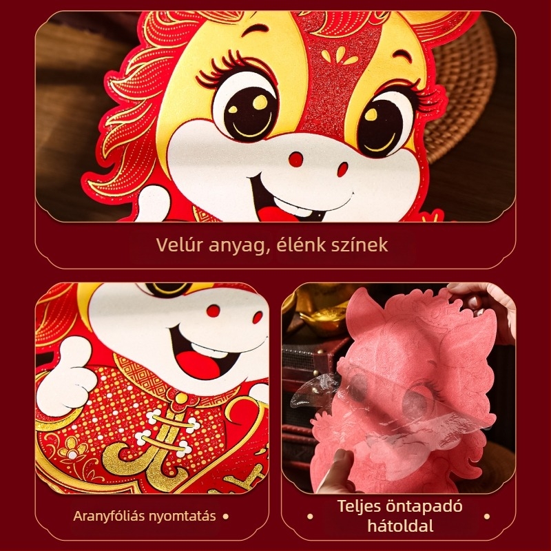 Manqisi ajtó matrica – flokkolt anyag, forró préselés, bejárati ajtó, Tavaszi fesztivál, kínai stílus