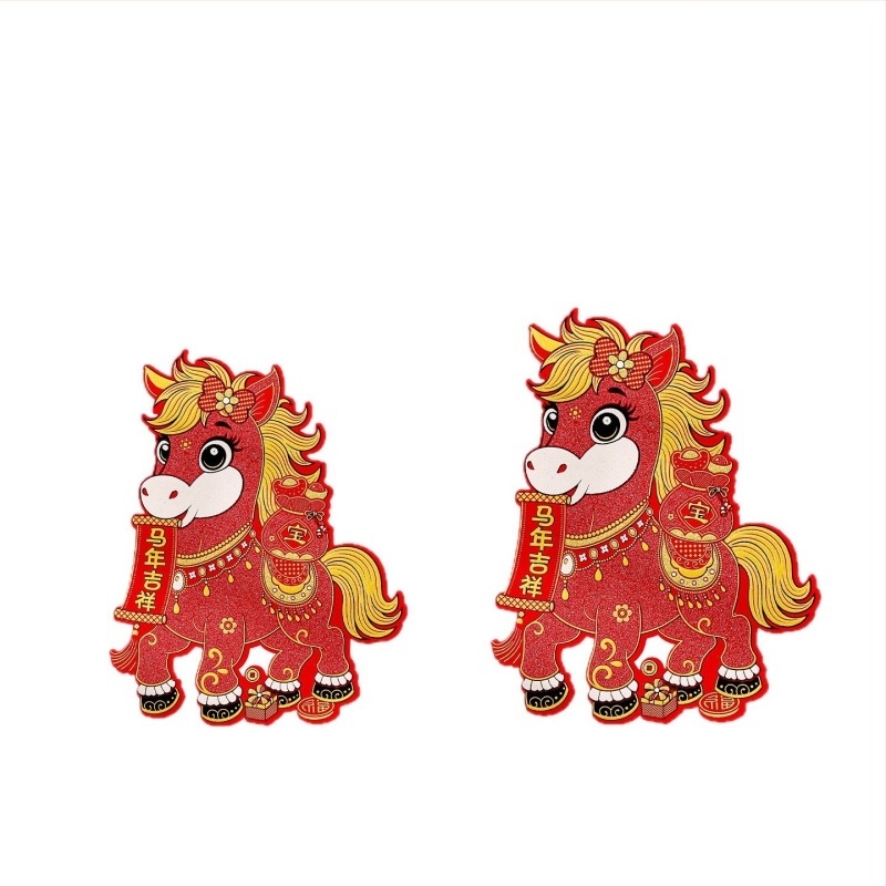 Manqisi ajtó matrica – flokkolt anyag, forró préselés, bejárati ajtó, Tavaszi fesztivál, kínai stílus