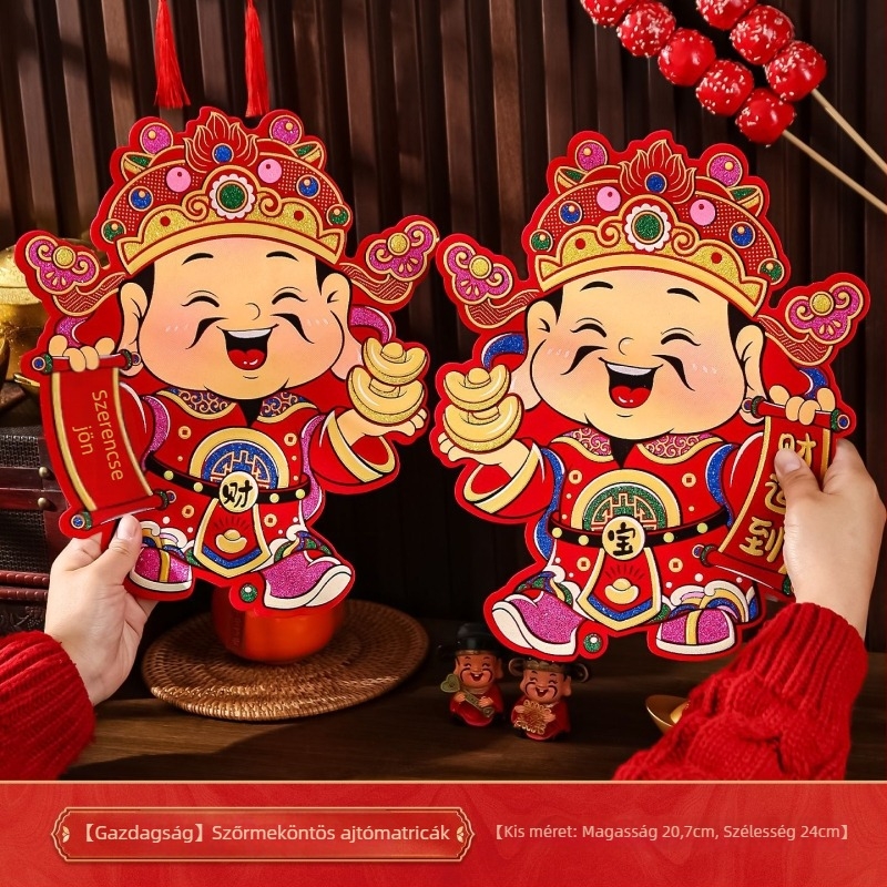 Manqisi ajtó matrica – flokkolt anyag, forró préselés, bejárati ajtó, Tavaszi fesztivál, kínai stílus