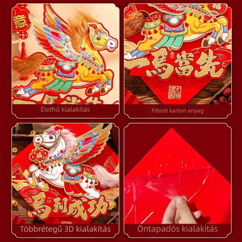 Fu szimbólum ajtó matricák – flocked szövet, univerzális felhasználás, kínai stílus, dekoráció a Tavaszi Fesztiválhoz