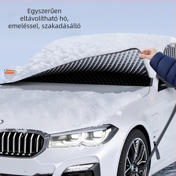 Autó előtti szélvédő hóvédő takaró - Két rétegű, PE anyag, félfedő telepítés, univerzális járműhöz
