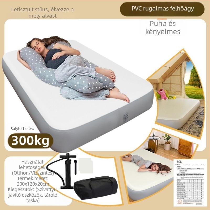 TPU felfújható matrac kültéri autóhasználatra – puha/kemény állítható, levegőpumpa a csomagban, környezetbarát PVC