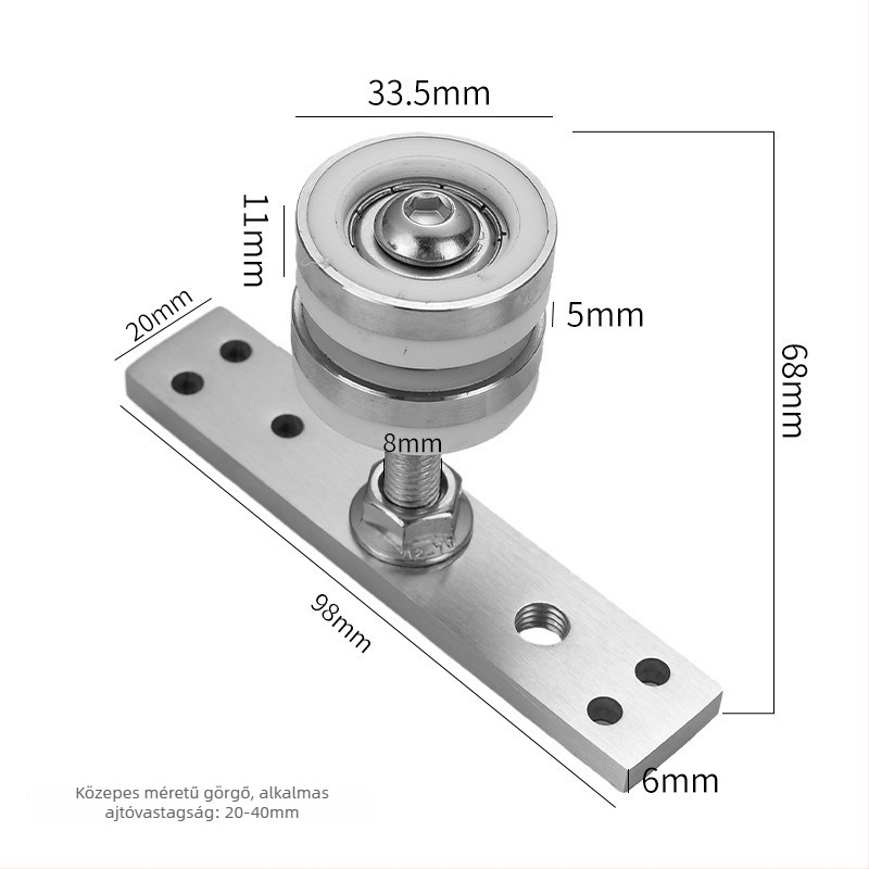 Univerzális függőkerék csúszó ajtókhoz — anyag: nylon + acél + ötvözet; modell: Universal Hanging Wheel; alkalmazás: csúszó ajtók, fa ajtók; stílus: modern minimalista
