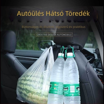 Autóülés háttámla kampó - többfunkciós dupla kampó, ABS anyag, kialakítás: egy húzás, két kampó, logónyomtatás, testreszabás