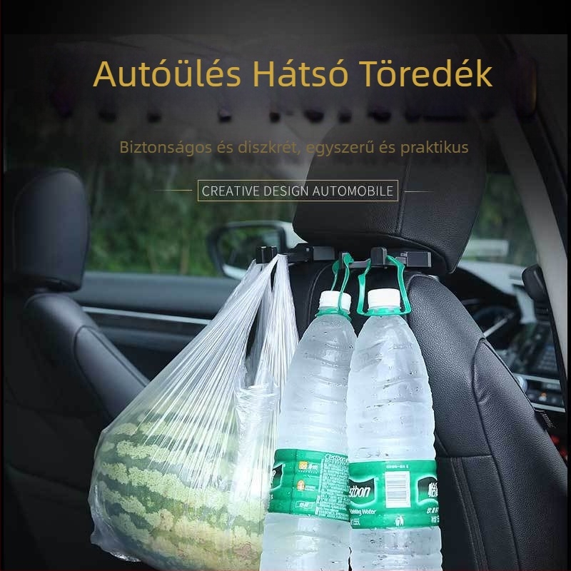 Autóülés háttámla kampó - többfunkciós dupla kampó, ABS anyag, kialakítás: egy húzás, két kampó, logónyomtatás, testreszabás