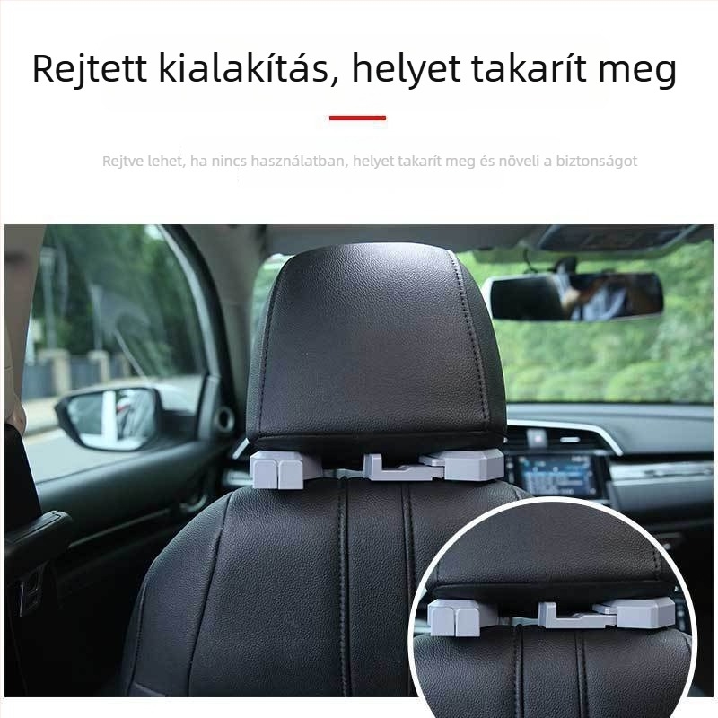 Autóülés háttámla kampó - többfunkciós dupla kampó, ABS anyag, kialakítás: egy húzás, két kampó, logónyomtatás, testreszabás