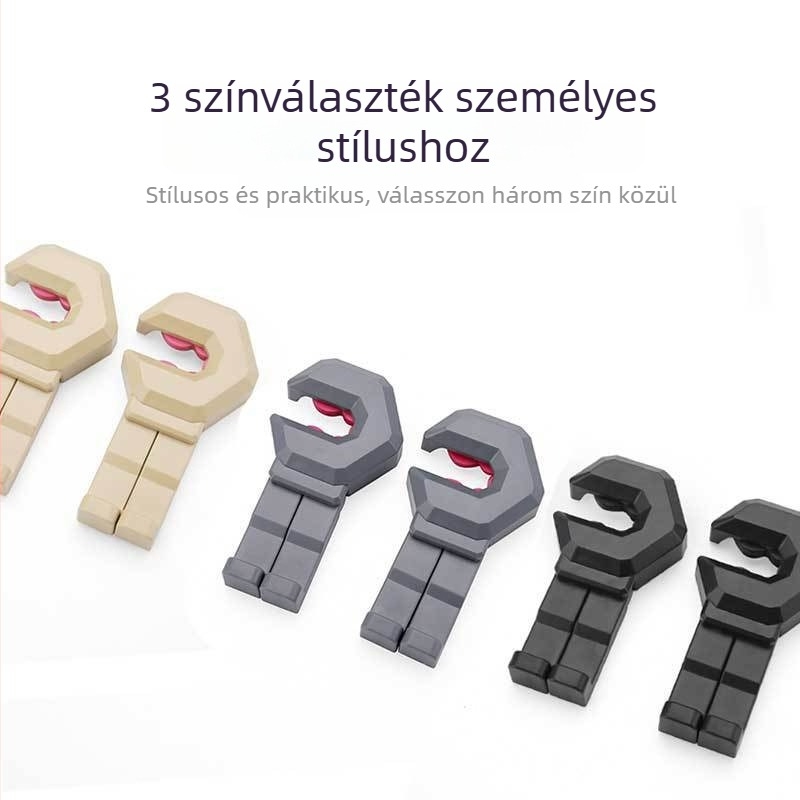 Autóülés háttámla kampó - többfunkciós dupla kampó, ABS anyag, kialakítás: egy húzás, két kampó, logónyomtatás, testreszabás
