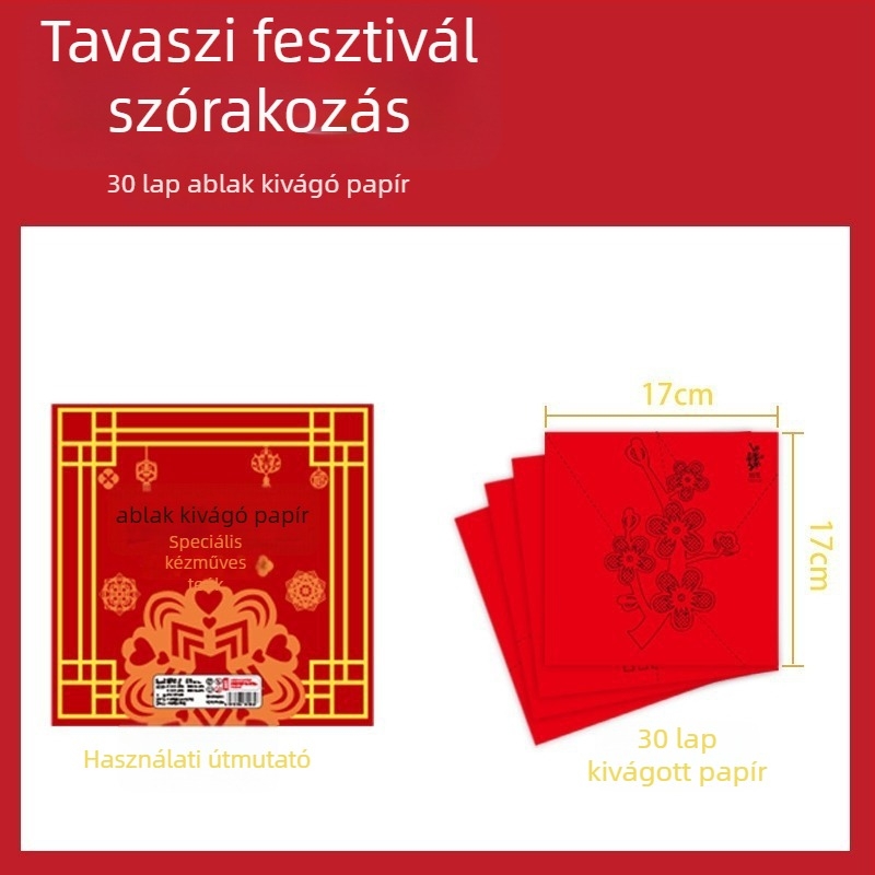 A ló éve papírvágás DIY ablakdíszítő készlet – bevont papír, Opp zacskó, márka c-J