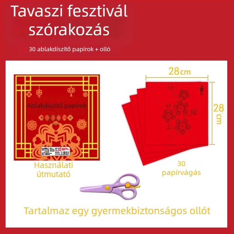 A ló éve papírvágás DIY ablakdíszítő készlet – bevont papír, Opp zacskó, márka c-J
