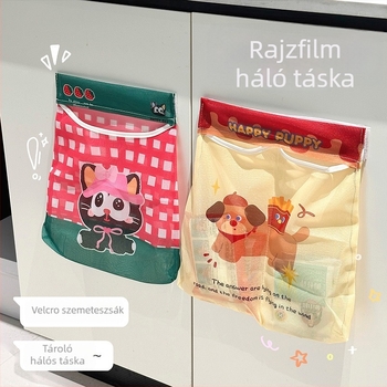 Hálós tároló táska, kocka alakú, poliészter, falra szerelhető, többfunkciós szervező